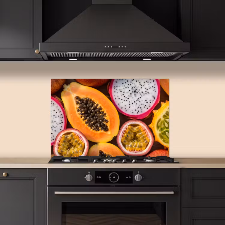 Fruit - Geopend - Tropisch - Eten - Kleurrijk keuken achterwand spatscherm klein -sfeer1
