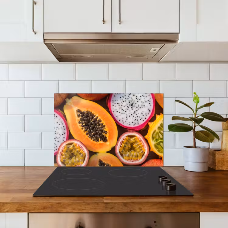 Fruit - Geopend - Tropisch - Eten - Kleurrijk keuken achterwand spatscherm klein -sfeer2