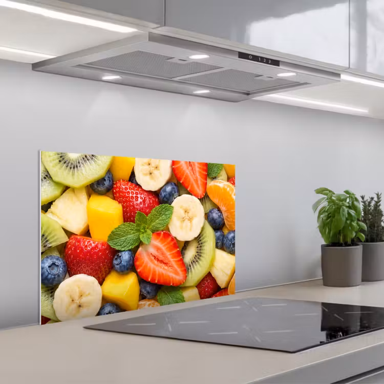 Fruit - Plakjes - Eten - Kleurrijk keuken achterwand spatscherm klein -3d_schuin