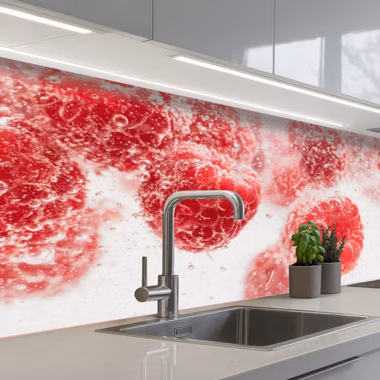 Fruit - Water - Bubbels - Rood keuken achterwand 2 middel -3d_schuin