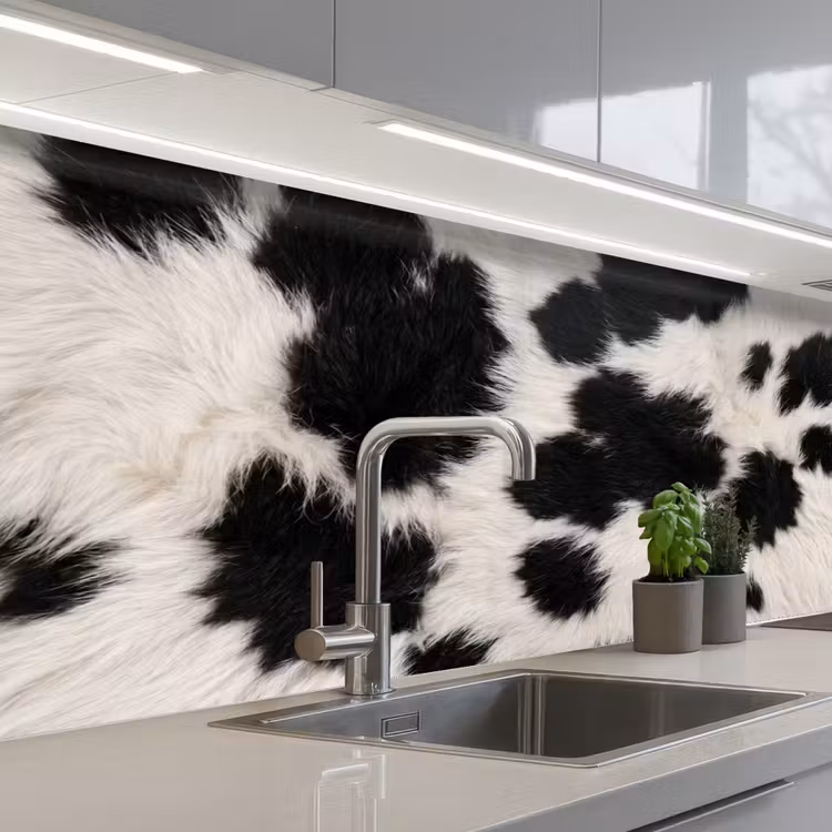 Bont - Textuur - Zwart - Wit keuken achterwand 2 middel -3d_schuin