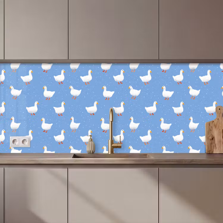 Ganzen - Elegant - Blauw keuken achterwand 2 middel 871 zz_3dshopping