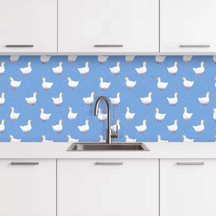 Ganzen - Elegant - Blauw keuken achterwand 2 middel 871 -3d