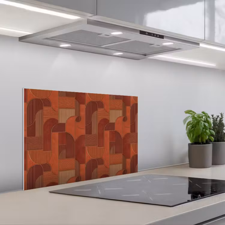 Geometrisch - Abstract - Textuur - Bruin keuken achterwand spatscherm klein 900 -3d_schuin