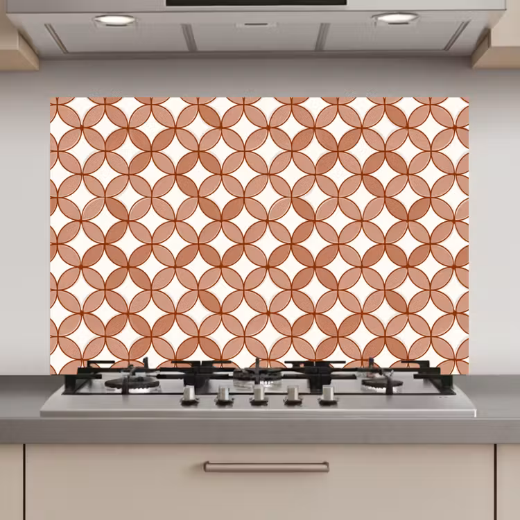 Geometrisch - Cirkels - Modern - Terracotta keuken achterwand spatscherm klein 900 -3d_website