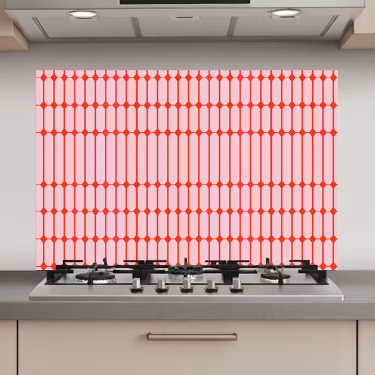 Geometrisch - Minimalistisch - Rood - Roze keuken achterwand spatscherm klein 900 -3d_website