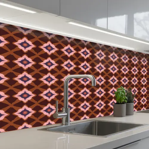 Geometrisch - Sierlijk - Bruin keuken achterwand 2 middel 871 -3d_schuin