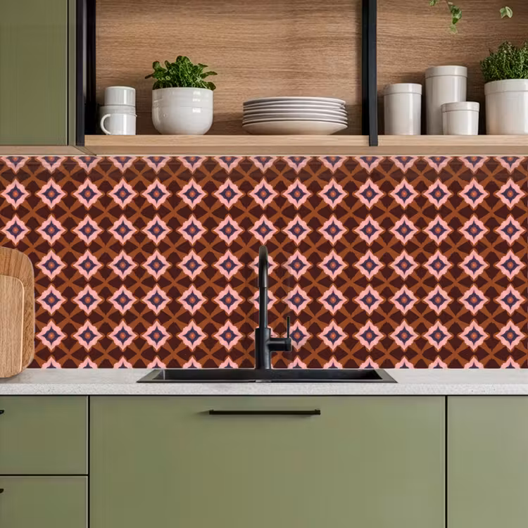 Geometrisch - Sierlijk - Bruin keuken achterwand 2 middel 871 -sfeer3