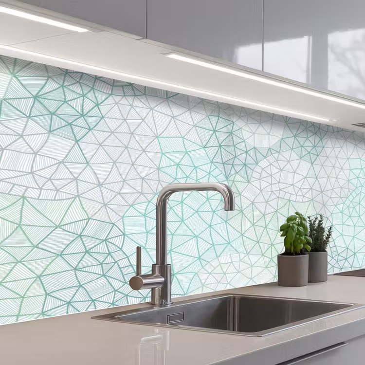 Geometrie - Patroon - Groen keuken achterwand 2 middel 871 -3d_schuin