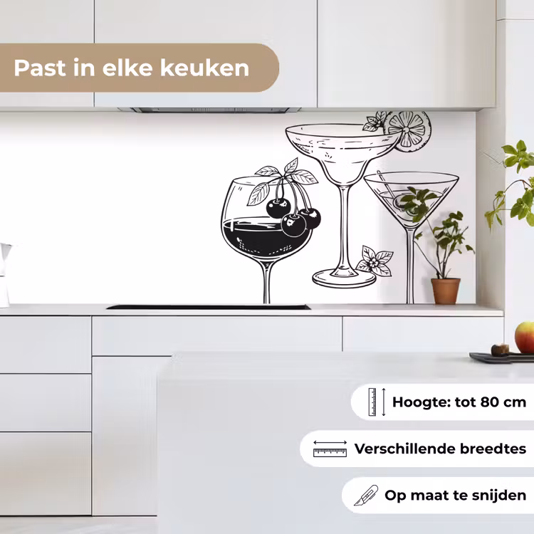 Glazen - Cocktails - Zwart - wit keuken achterwand 2 middel -sfeer4_NL