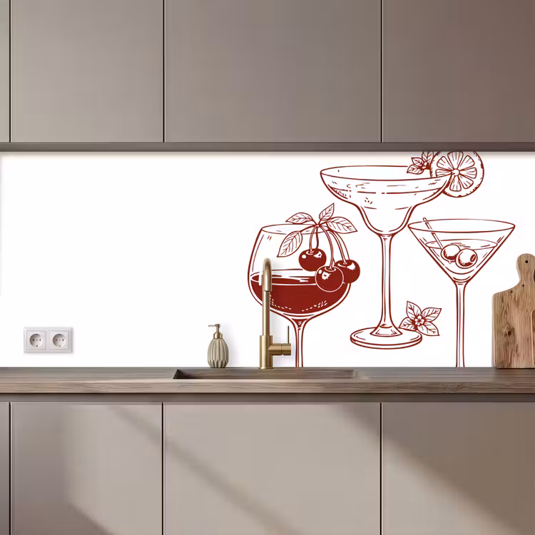 Glazen - Cocktails - Rood keuken achterwand 2 middel zz_3dshopping