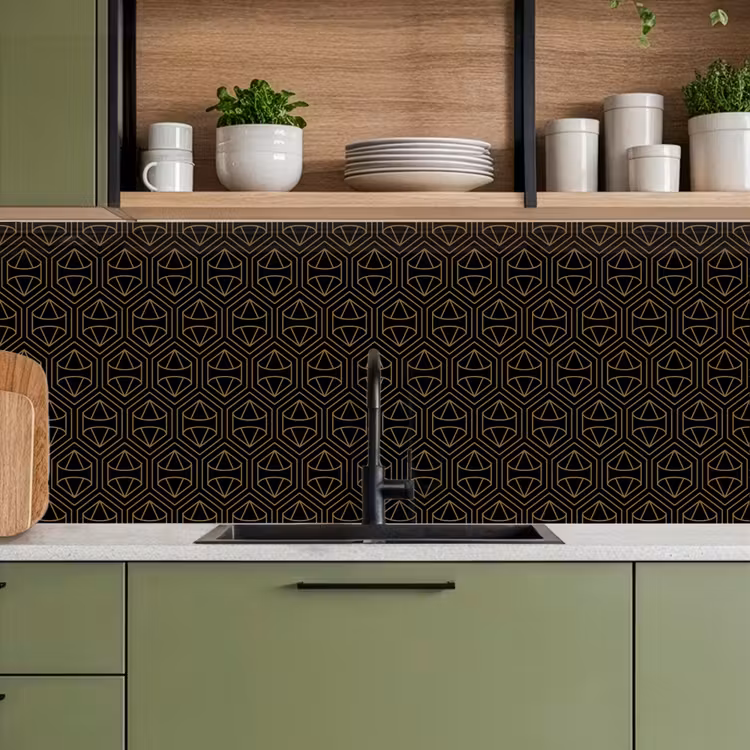 Goud - Zwart - Diamant keuken achterwand 2 middel 871 -sfeer3