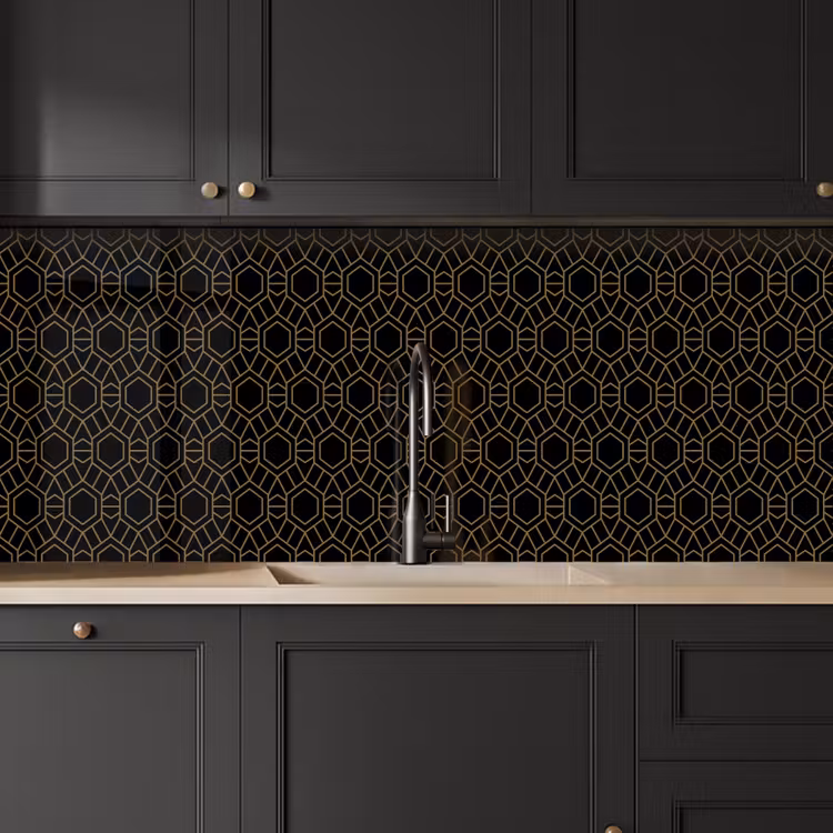 Goud - Zwart - Rozetstructuur keuken achterwand 2 middel 871 -sfeer1
