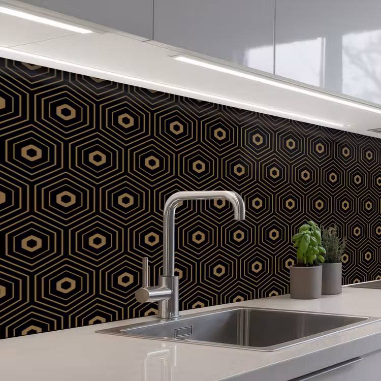 Goud - Illusie - Patroon keuken achterwand 2 middel 871 -3d_schuin