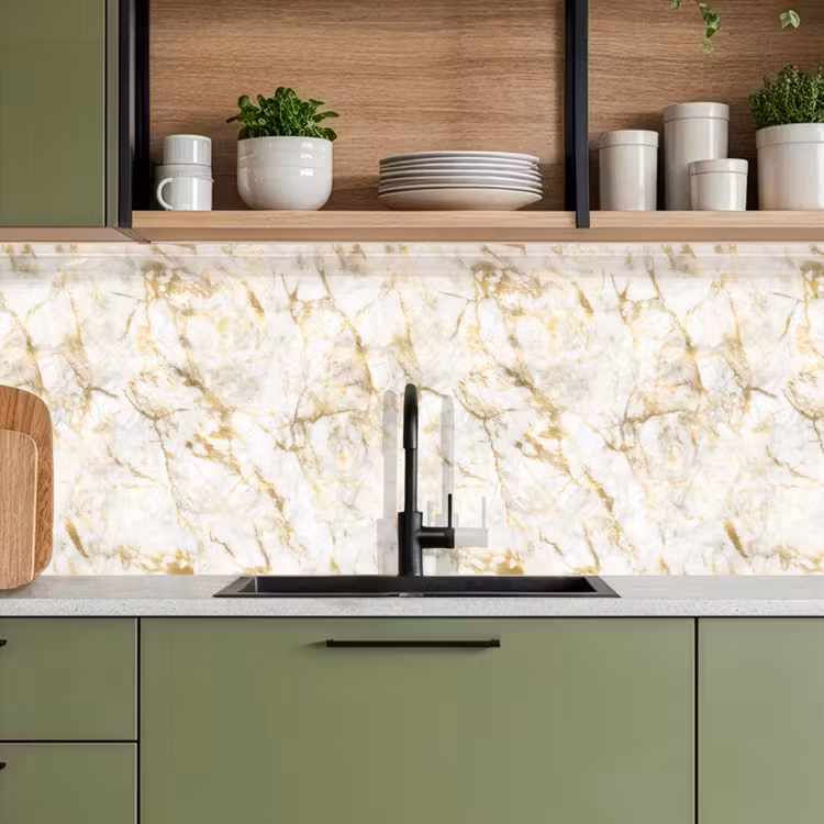 Goud - Licht - Nerf - Marmer keuken achterwand 2 middel 871 -sfeer3