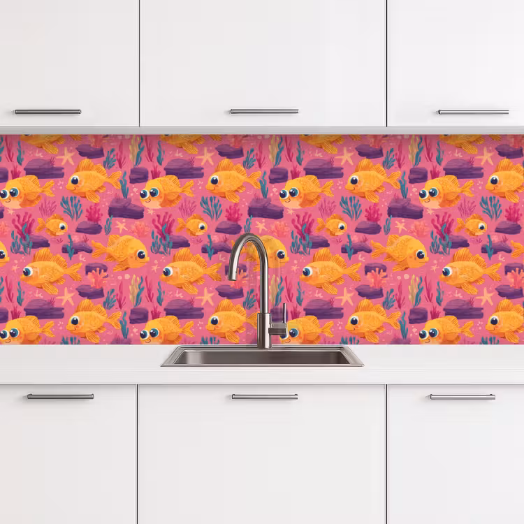 Goudvissen - Koraal - Kleurrijk keuken achterwand 2 middel 871 -3d