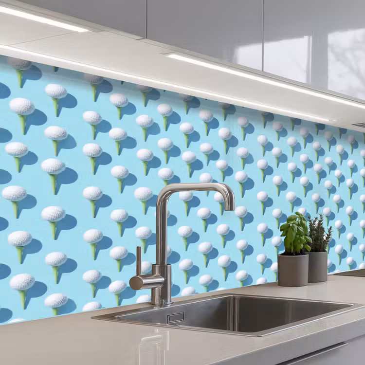 Golf - Ballen - Blauw keuken achterwand 2 middel 871 -3d_schuin