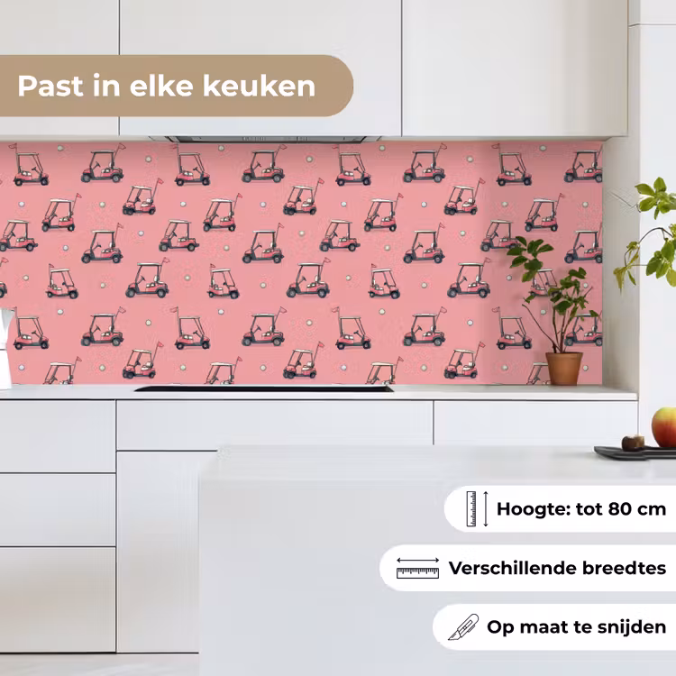 Golfkar - Retro - Roze keuken achterwand 2 middel 871 -sfeer4_NL