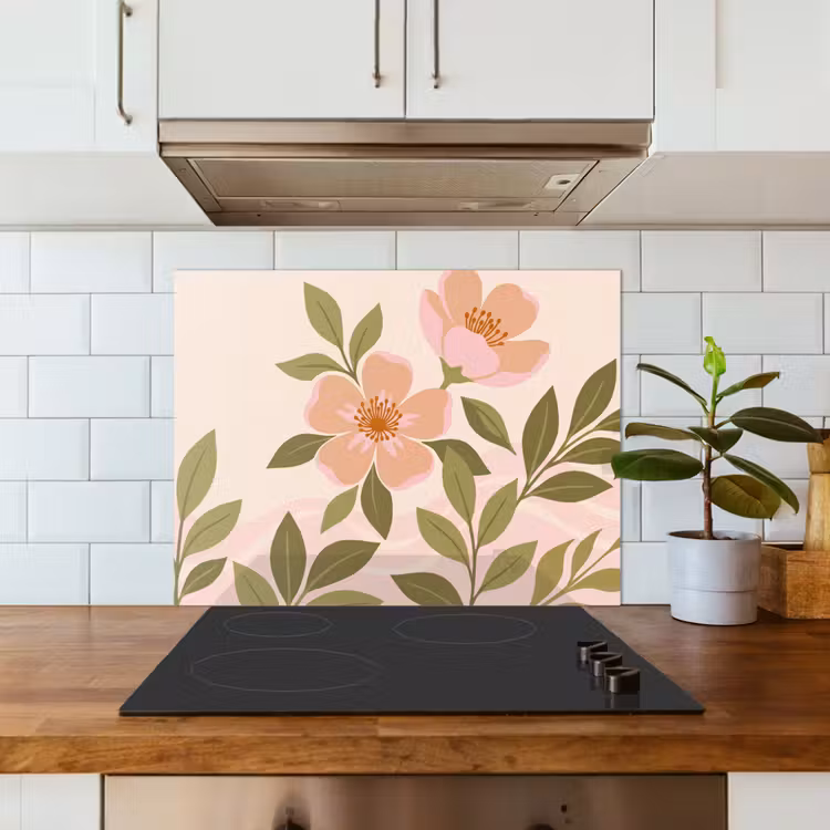 Grafisch - Bloemen - Roze keuken achterwand 2 middel -sfeer4_NL