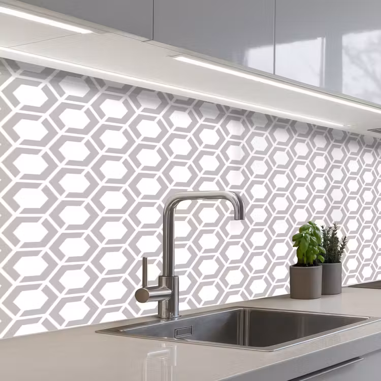 Grafisch - Patroon - Modern - Hexagon keuken achterwand 2 middel 871 -3d_schuin