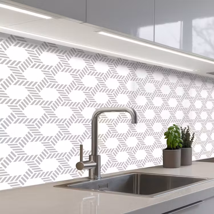 Grafisch - Patroon - Modern - Opvallend - Begrensd keuken achterwand 2 middel 871 -3d_schuin