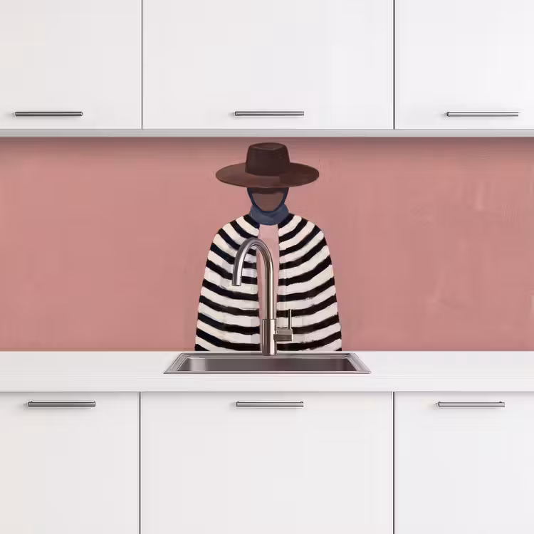 Grafisch - Vrouw - Roze keuken achterwand 2 middel -3d