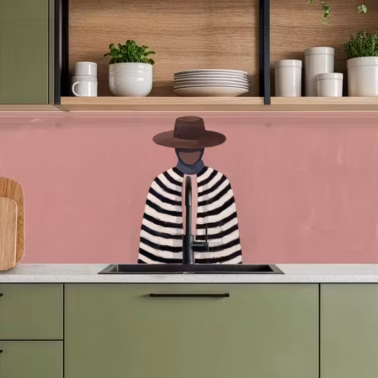 Grafisch - Vrouw - Roze keuken achterwand 2 middel -sfeer3