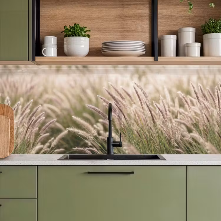 Gras - Close up - Groen keuken achterwand 2 middel -sfeer3