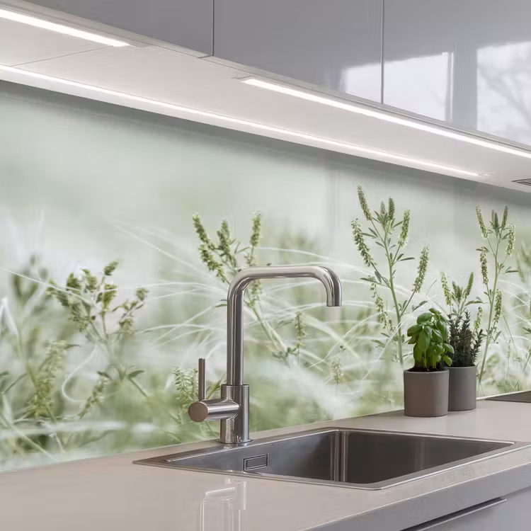 Grassen - Minimalistisch - Groen keuken achterwand 2 middel -3d_schuin