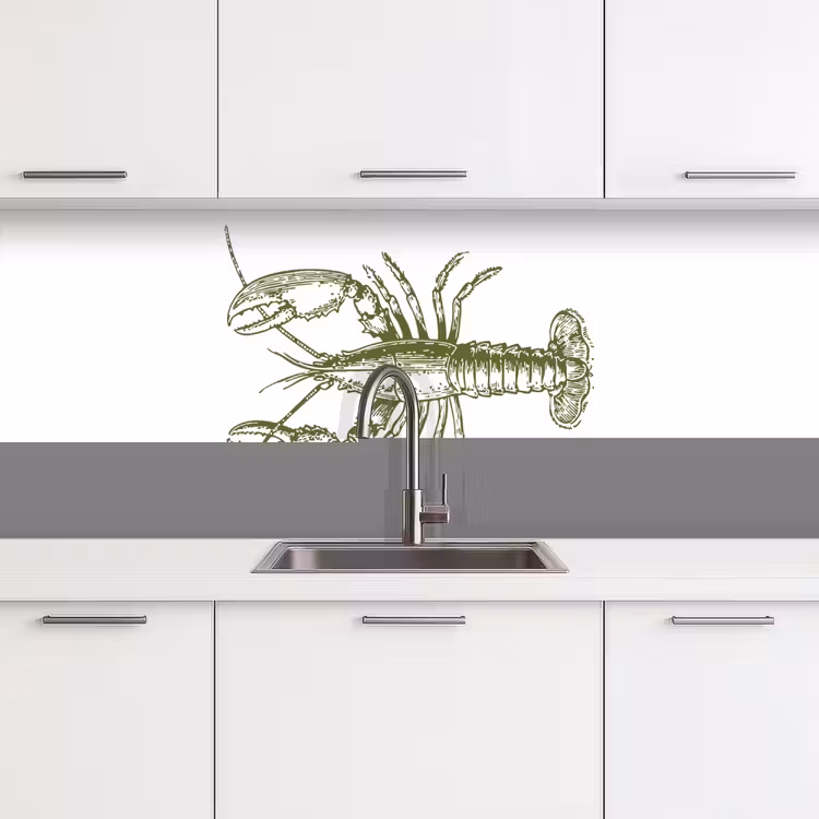 Groen - Kreeft - Wit keuken achterwand 2 middel -3d