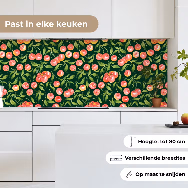 Groen - Rood - Kersen - Bladeren keuken achterwand 2 middel 871 -sfeer4_NL