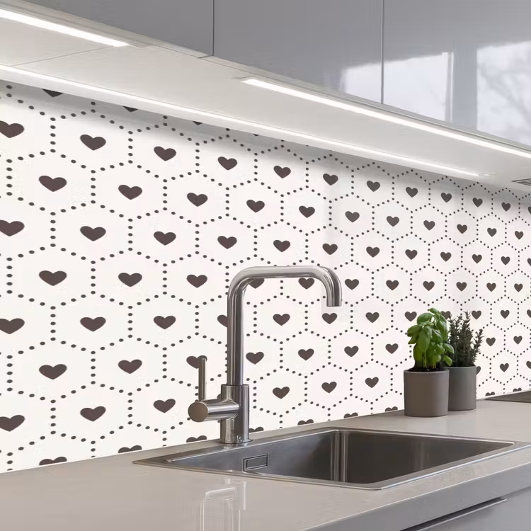 Hart - Design - Geometrie - Patroon keuken achterwand 2 middel 871 -3d_schuin
