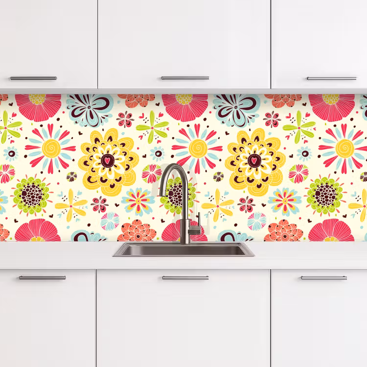 Hart - Bloemen - Patronen keuken achterwand 2 middel 871 -3d