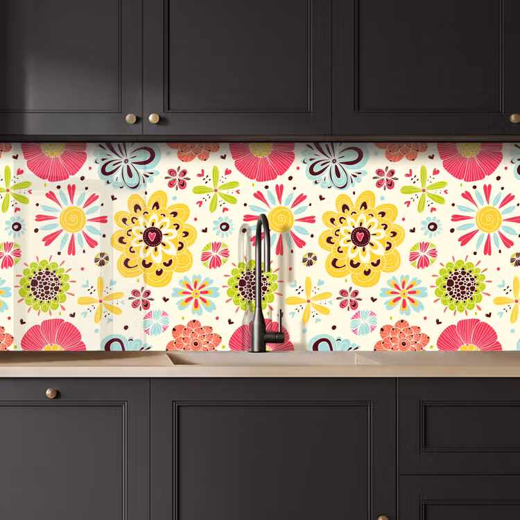 Hart - Bloemen - Patronen keuken achterwand 2 middel 871 -sfeer1