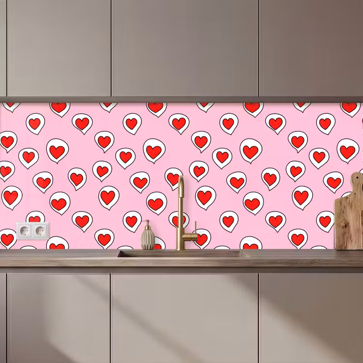 Hartjes - Patroon - Rood keuken achterwand 2 middel 871 zz_3dshopping