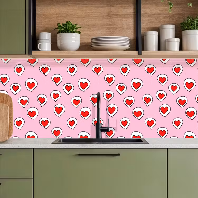 Hartjes - Patroon - Rood keuken achterwand 2 middel 871 -sfeer3