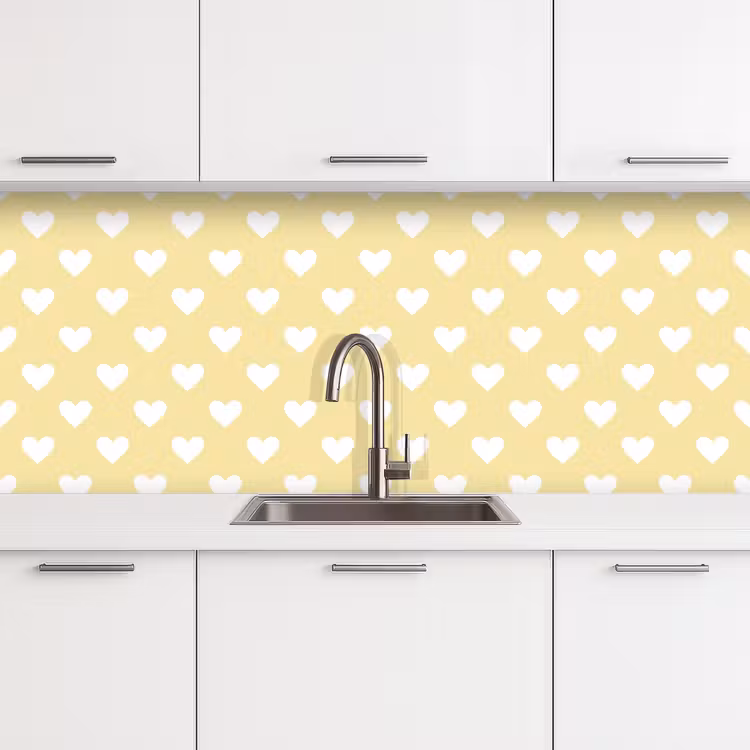 Hartjes - Patroon - Geel keuken achterwand 2 middel 871 -3d