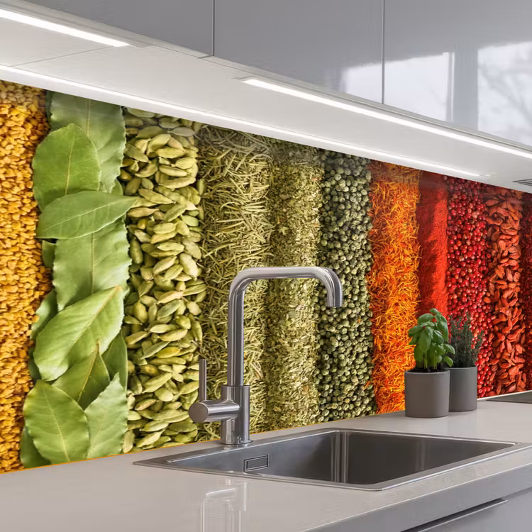 Kruiden - Specerijen - Kleurrijk keuken achterwand 2 middel -3d_schuin