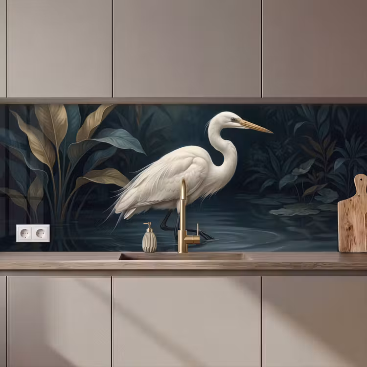 Reiger - Water - Natuur - Modern - Wit keuken achterwand 2 middel zz_3dshopping