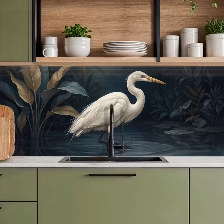 Reiger - Water - Natuur - Modern - Wit keuken achterwand 2 middel -sfeer3