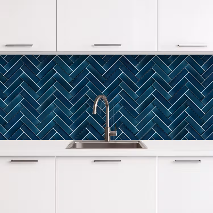 Visgraatmotief - Tegels - Diepblauw keuken achterwand 2 middel 871 -3d