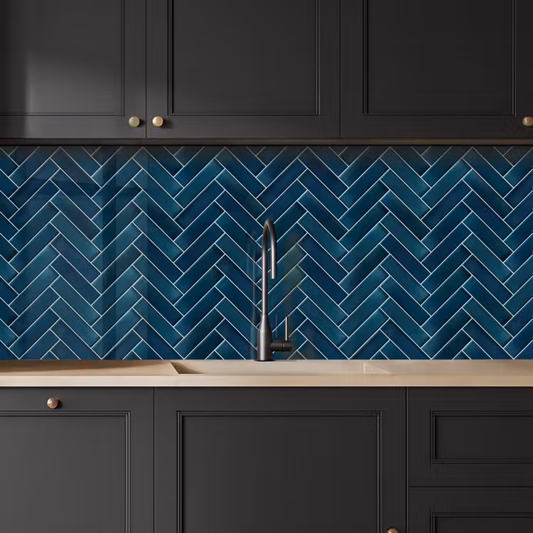 Visgraatmotief - Tegels - Diepblauw keuken achterwand 2 middel 871 -sfeer1