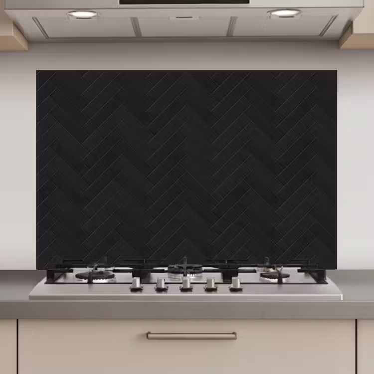 Visgraat - Wandtegel - Mat - Zwart keuken achterwand spatscherm klein 900 -3d_website