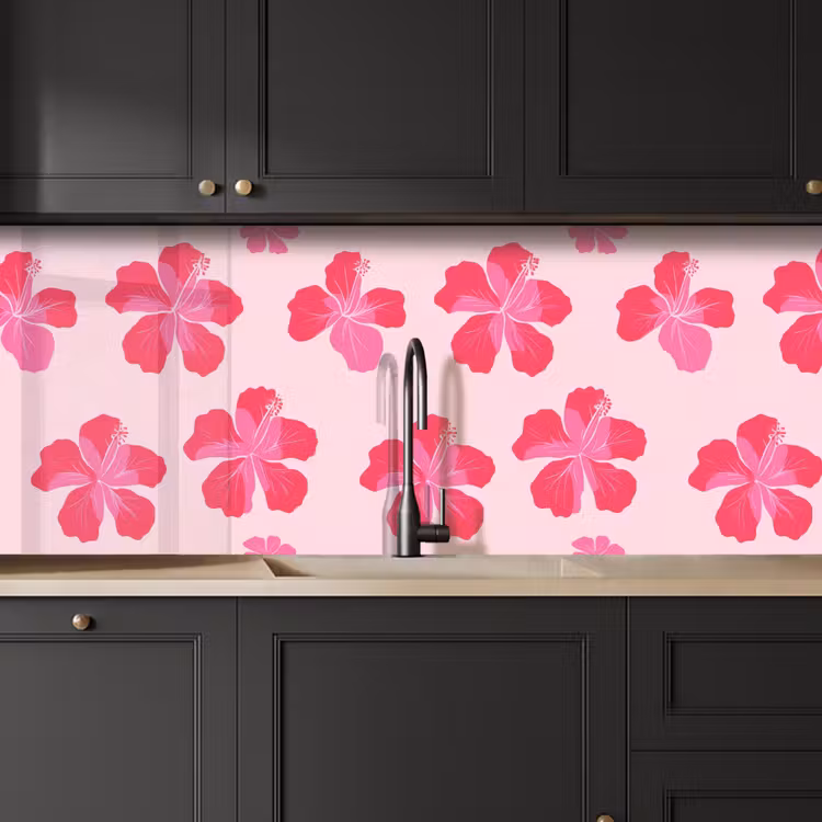 Hibiscus - Bloemen - Roze keuken achterwand 2 middel 871 -sfeer1