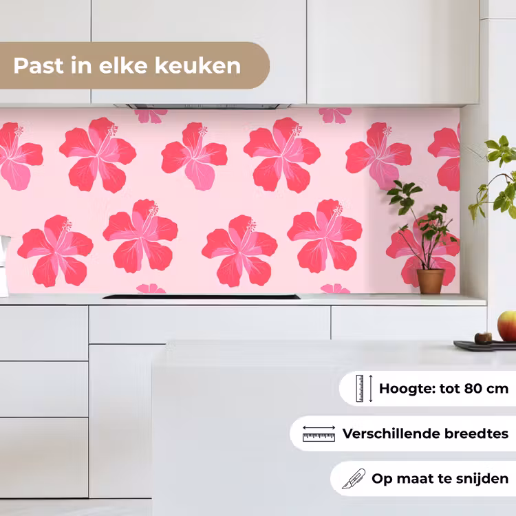 Hibiscus - Bloemen - Roze keuken achterwand 2 middel 871 -sfeer4_NL