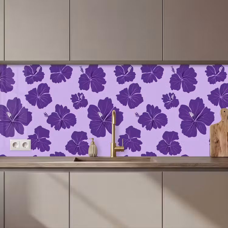 Hibiscus - Bloemen - Paars keuken achterwand 2 middel 871 zz_3dshopping