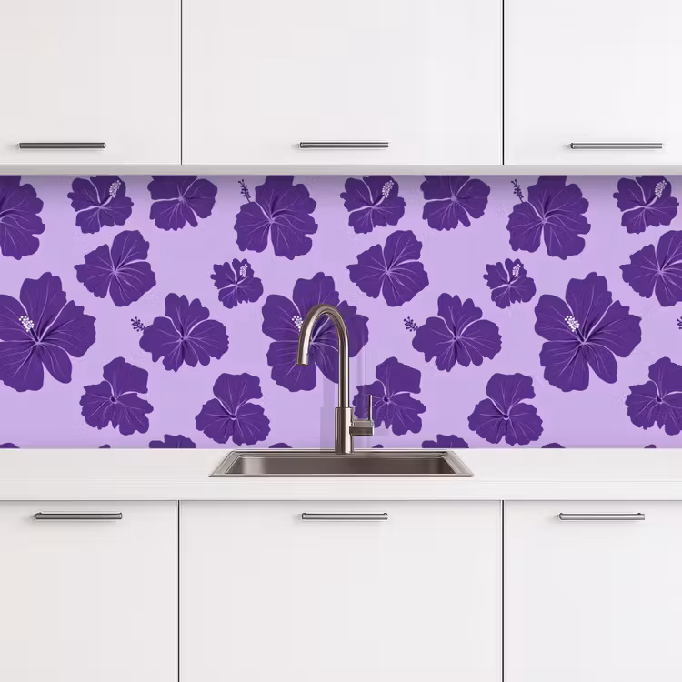 Hibiscus - Bloemen - Paars keuken achterwand 2 middel 871 -3d