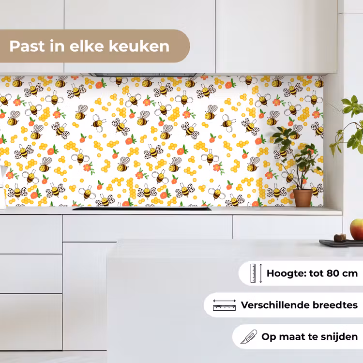 Honing - Bij - Bloemen - Patronen - Lente keuken achterwand 2 middel 871 -sfeer4_NL