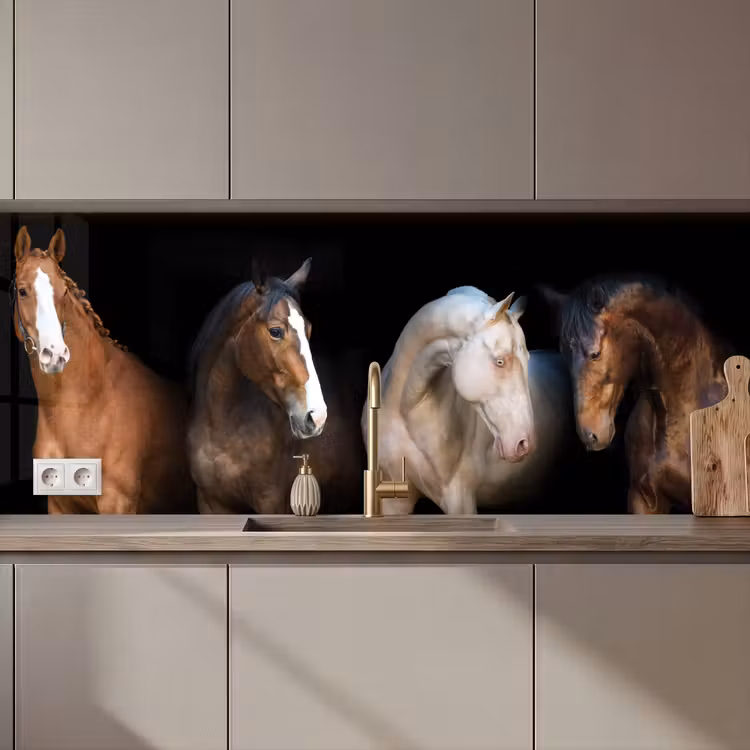 Paard - Dieren - Zwart keuken achterwand 2 middel zz_3dshopping