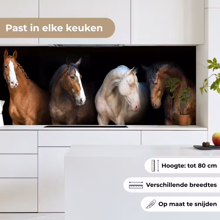 Paard - Dieren - Zwart keuken achterwand 2 middel -sfeer4_NL